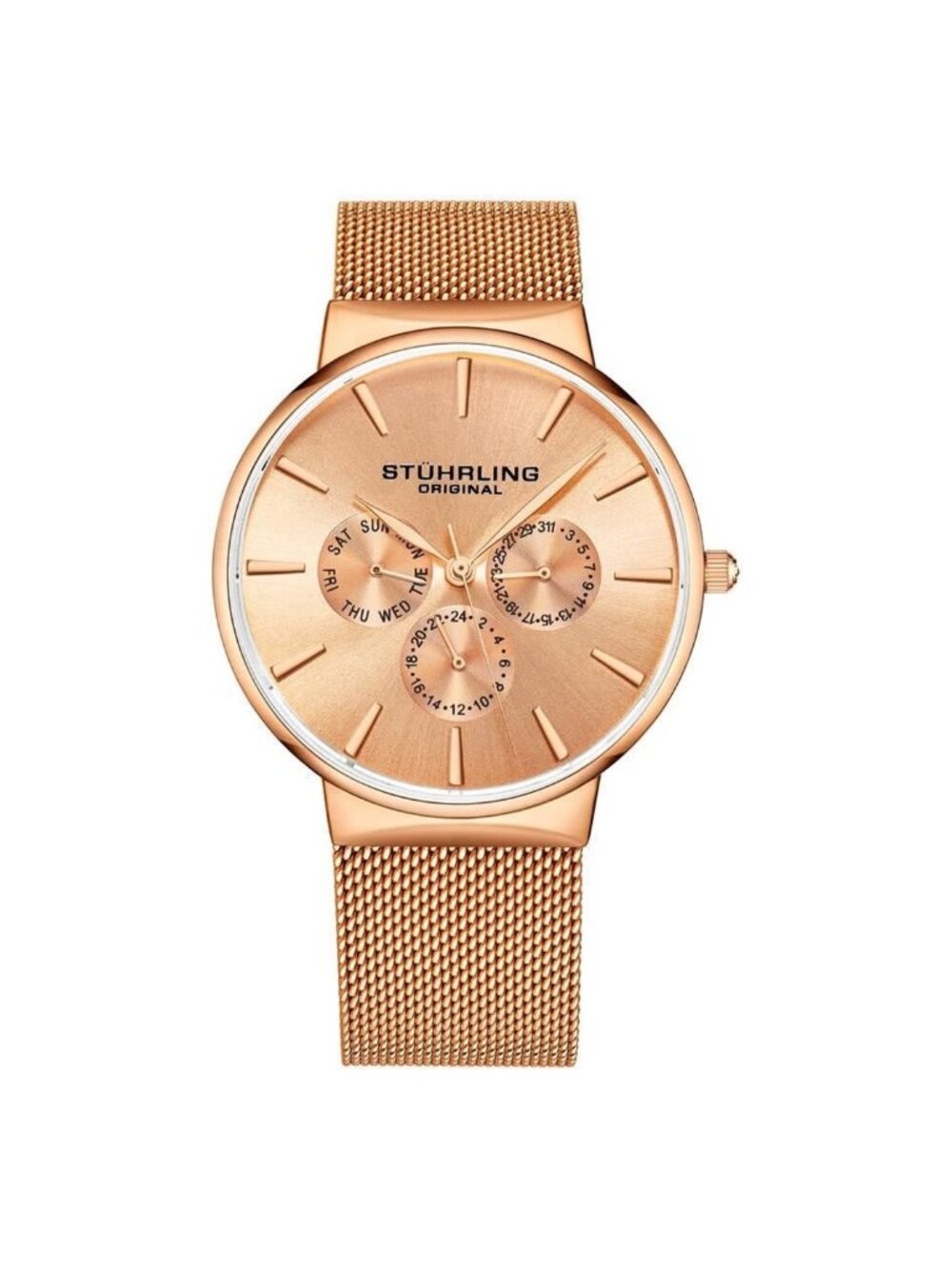 NWT Stuhrling Original Monaco Quartz Rose Gold Dial Men's Watch
